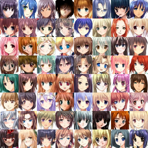 64 visages manga générés