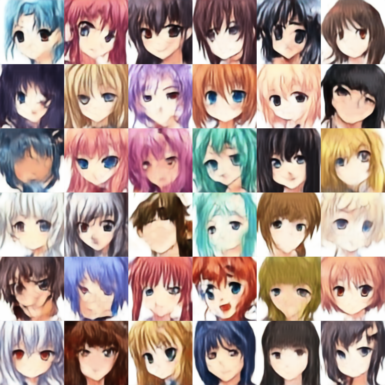 36 visages manga générés token par token par le GPT