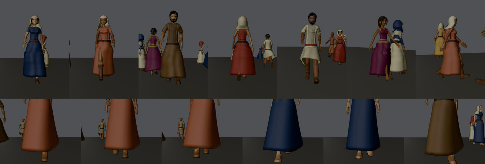 En haut, des jambes qui percent des robes ; en bas, des robes intactes