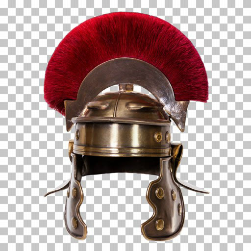 Casque de légionnaire détouré, affiché sur un damier